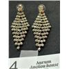 Image 2 : Vintage 2.5" Longe Dangle Chandelier Rhinestone Statement Earrings