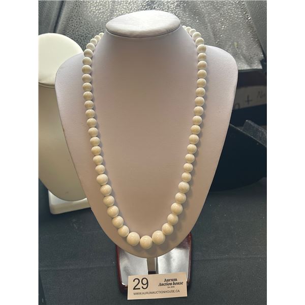 Vintage  Milk Glass Beaded Necklace 24" Long