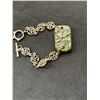 Image 4 : Silver Tone Filigee-Style Bracelet With Green Swirl Rectangular Glass Bead