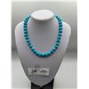 Image 1 : Turquoise Round Gemstone Beaded Round Hand Knotted Necklace 18" Long