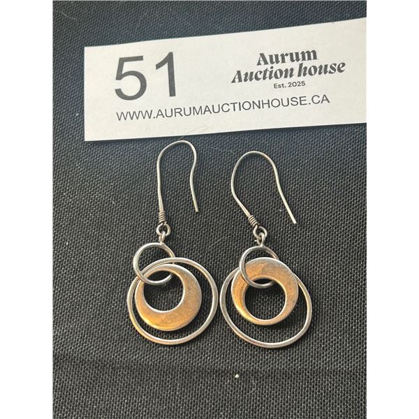 Pair of Vintage Sterling Silver Dangle Earrings Marked "925" and Makers Mark