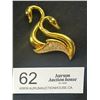 Image 1 : Large Gold Plated Swan w/Rhinestones Unmarked