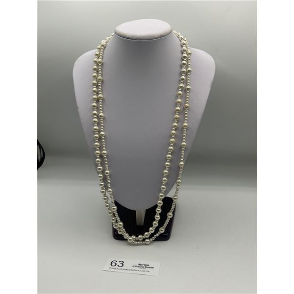 Extra Long Double Strand Pearl Necklace