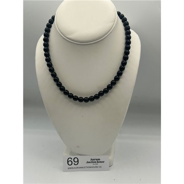 Vintage Black Glass Bead Necklace