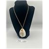 Image 1 : Signed BARSE Mother of Pearl Crystal & Rhinestone Pendant Necklace