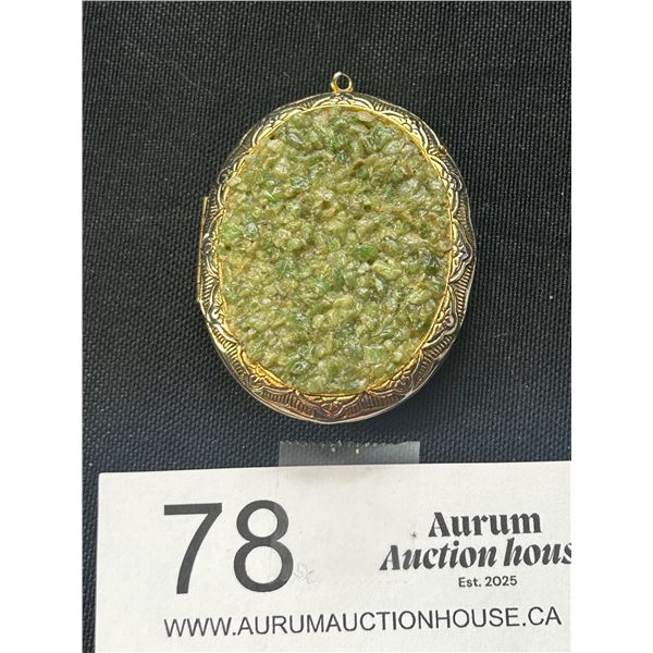 Large Locket with Jade Chips Front
