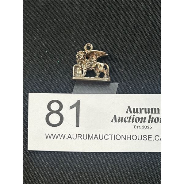 Heavy Winged Lion Sterling Charm