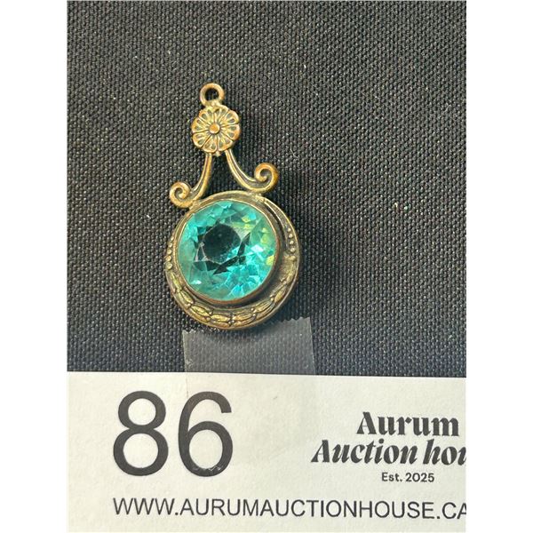 Edwardian Large Blue Stone Pendant