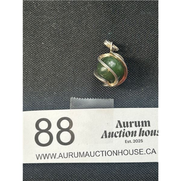 Nice Sterling + Jade Ball Pendant
