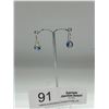 Image 1 : Blue Cats Eye + Sterling Earrings