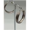 Image 3 : Unusual Ribbed Sterling Hoop Earrings