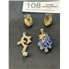 Image 1 : 2 Vintage Rhinestone Pendants Plus 1 Open Back Clip on Earrings
