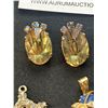 Image 3 : 2 Vintage Rhinestone Pendants Plus 1 Open Back Clip on Earrings