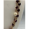 Image 2 : 42" Bezel Set Amethyst + Faux Pearl Gold Tone Necklace
