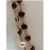 Image 3 : 42" Bezel Set Amethyst + Faux Pearl Gold Tone Necklace