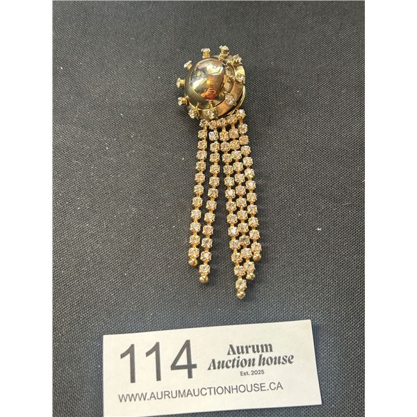 1940's Era Vintage Rhinestone Scatter Pin Gold Tone 4" Long