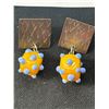Image 2 : Local Handmade Lampwork Glass and Sterling Silver Earrings Unmarked