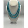 Image 1 : 36" Inch Long Vintage Turquoise Glass Bead Necklace