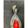 Image 3 : Large 4" Tall Silvertone Fleur-De-Lis Design Pendant With red/ruby Colored Rhinestones