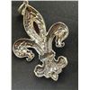 Image 4 : Large 4" Tall Silvertone Fleur-De-Lis Design Pendant With red/ruby Colored Rhinestones
