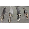 Image 1 : 4 Fantasy Decor Knives with Embossed Leather Sheaths