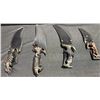 Image 2 : 4 Fantasy Decor Knives with Embossed Leather Sheaths
