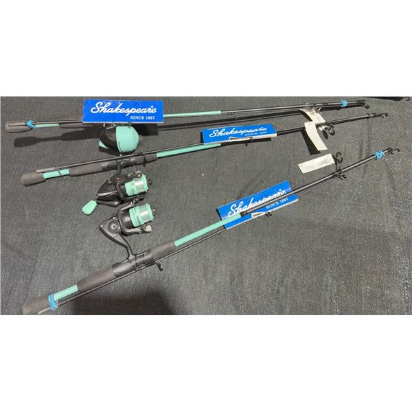 Shakespeare Fishing Rod And Reel Combo Set, 3 Piece, Blue And Black, Spinning & Spincast