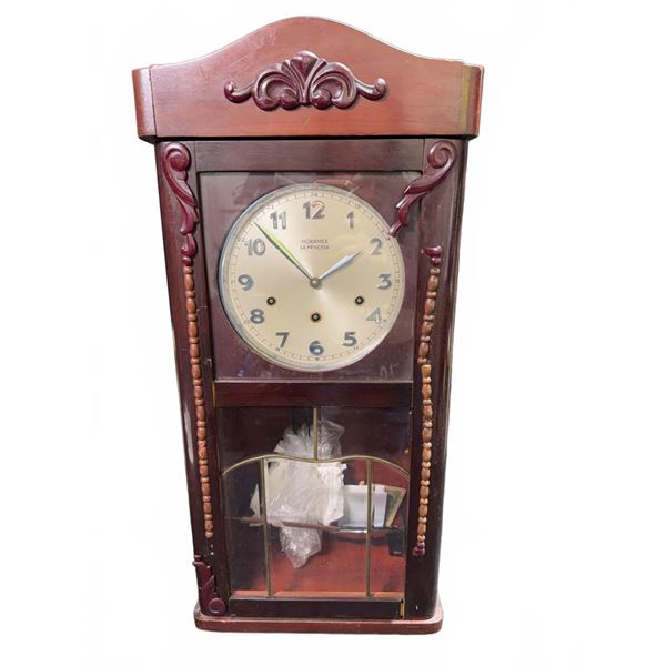 Horamex La Princesa Wall Clock With Wooden Case And Glass Door