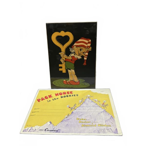 Soviet Wooden Plaque With Cartoon Character, Pack Horse Rocky Mountain Cartoon Prints