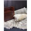 Image 1 : Wooden Magazine Rack, Faux Fur Rug, and Decorative Throw Pillows Set