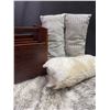Image 5 : Wooden Magazine Rack, Faux Fur Rug, and Decorative Throw Pillows Set