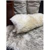 Image 7 : Wooden Magazine Rack, Faux Fur Rug, and Decorative Throw Pillows Set