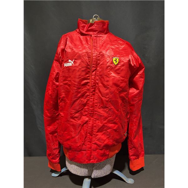 Puma Scuderia Ferrari Red Polyester Jacket With Embroidered Logos And Zip Pockets