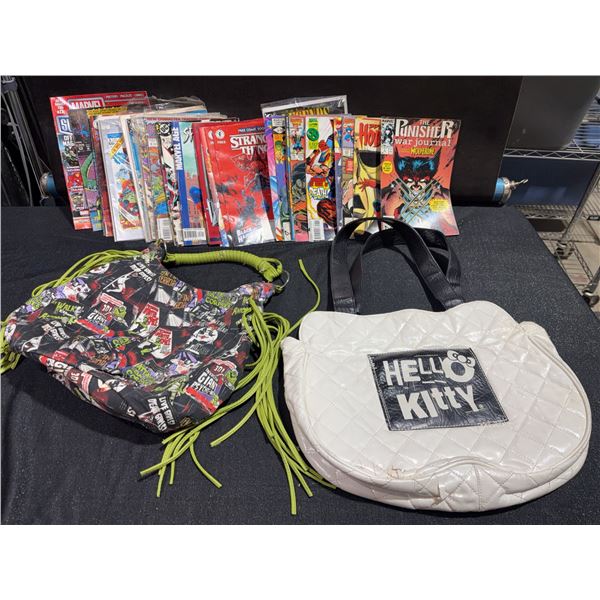 Comic Book Assortment With 2 Novelty Bags, Marvel, Punisher, X-Men, Hello Kitty