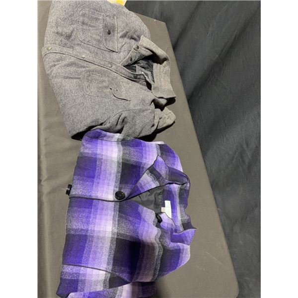 Conrad C Collection Purple Plaid Jacket and Gray Snap-Front Shirt Jacket Lot