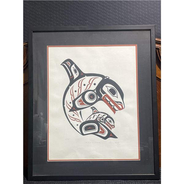 Shawn Mille Haida Killer Whales Framed Art Print, AP, Signed, 2003, 25x21 Inches