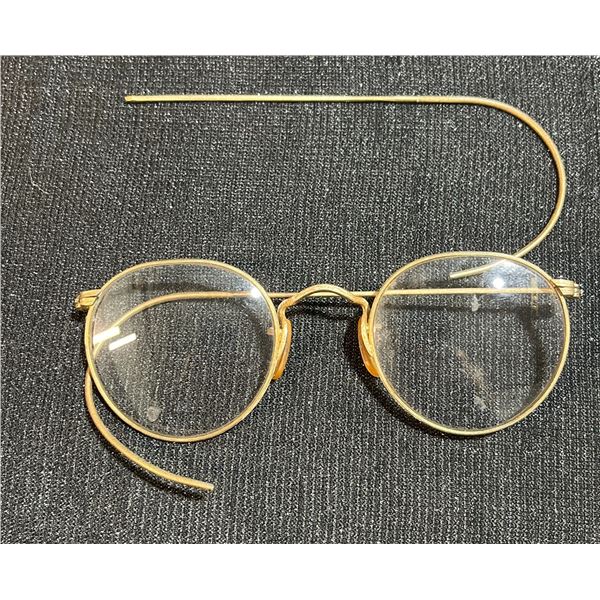 Antique Round Gold-Tone Spectacles With Protective Hard Case