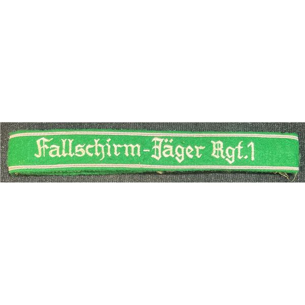 Fallschirm-Jäger Bgt 1 Replica Cloth Cuff Title Green with Silver Lettering