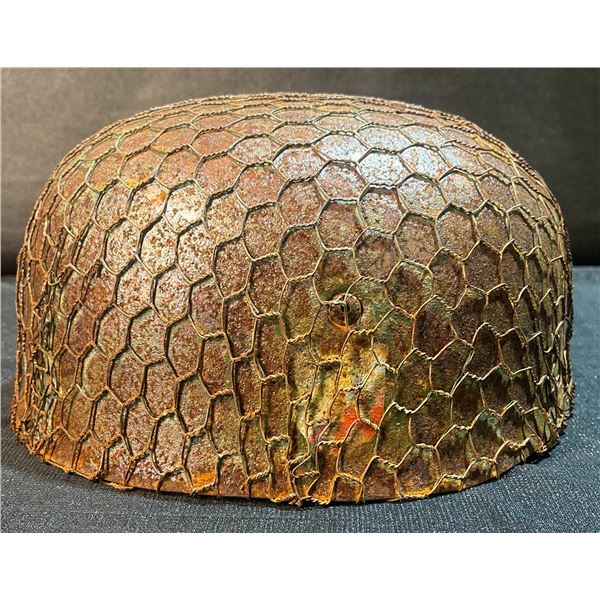 Replica German Paratrooper Bommer Helmet with Chicken Wire Cover and Leather Liner