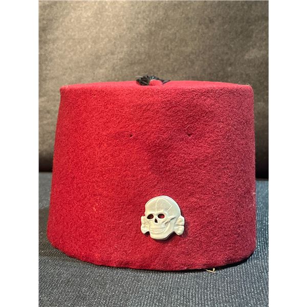 Replica WWII German Waffen-SS Handschar Division Maroon Fez With Skull Badge and Tassel