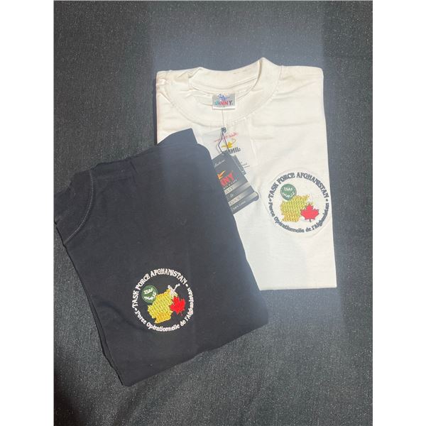 Jinny Task Force Afghanistan T-Shirts, White Small and Black Medium, 100% Cotton