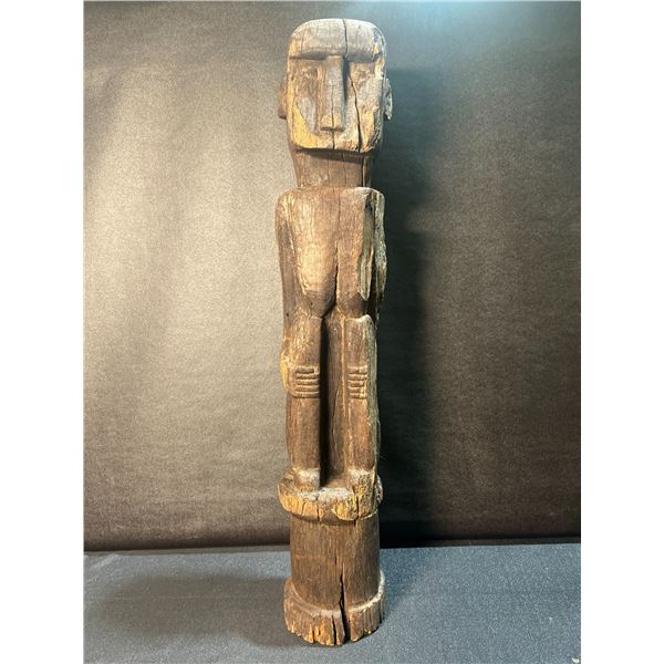 Carved Wooden Human Figure Sculpture, 28 Inches Tall, 4 Inches Wide