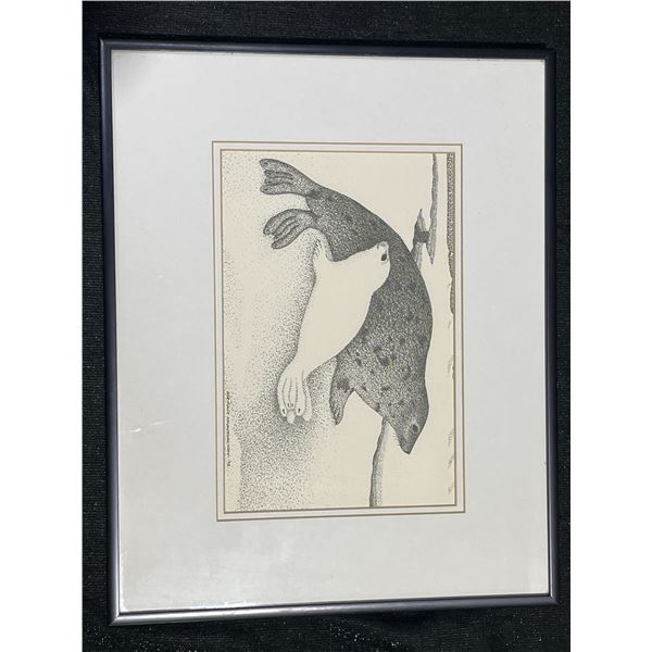 Germaine Arnattaujuq Framed Print 'Seal and Young,' 11 x 14 Inches