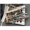 Image 1 : Contents of Pallet:  Multiple Adjustable Scaffolding Leveling Jacks, Base Plates & Metal Struts, Mis