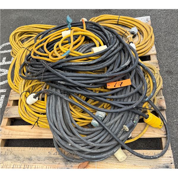 Contents of Pallet:  Multiple Heavy-Duty Power or Extension Cables w/ Twist Lock Fittings, Misc Size