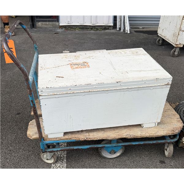 Small Metal Jobsite Tool Chest 32" x 19" x 16"H on Platform Dolly