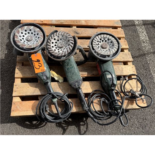 Qty 3 Metabo Corded Concrete Grinders