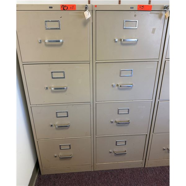 Qty 2 HON 4-Drawer Locking Filing Cabinets w/ Keys