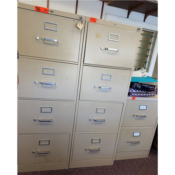 Qty 3 Filing Cabinets: 2 HON 4-Drawer & 1 @ 2-Drawer