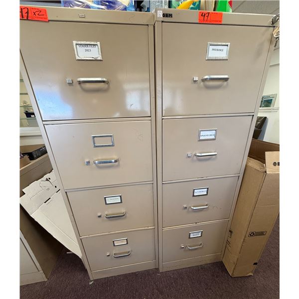 Qty 2 GEM 4-Drawer Locking Filing Cabinets w/ Keys